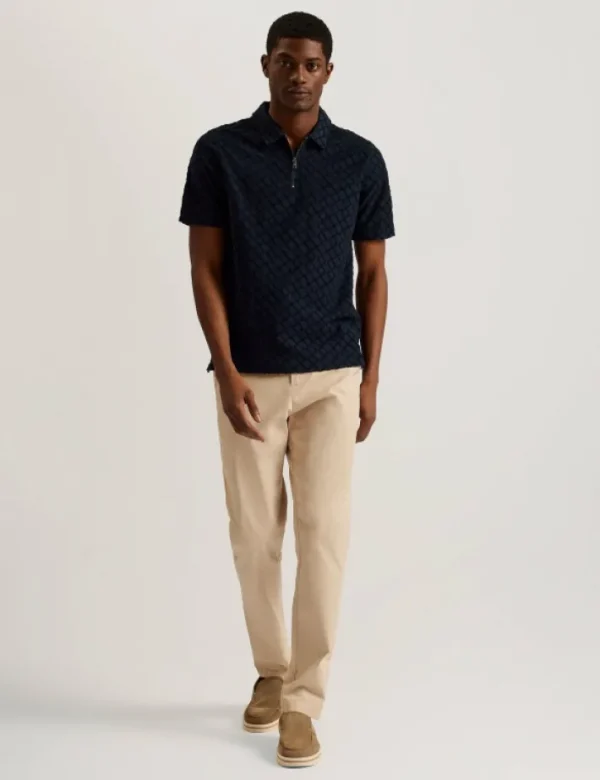 Ansom Short Sleeve Regular Textured Towelling Zip Polo<Ted Baker Sale