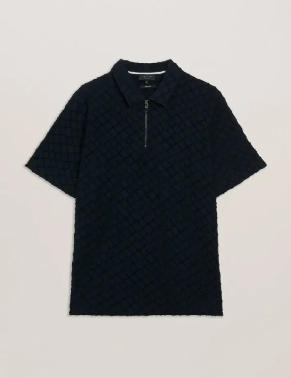 Ansom Short Sleeve Regular Textured Towelling Zip Polo<Ted Baker Sale