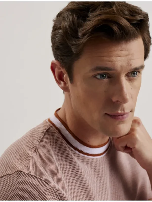 Arlon Textured Stripe Detail Cotton T-Shirt<Ted Baker Clearance