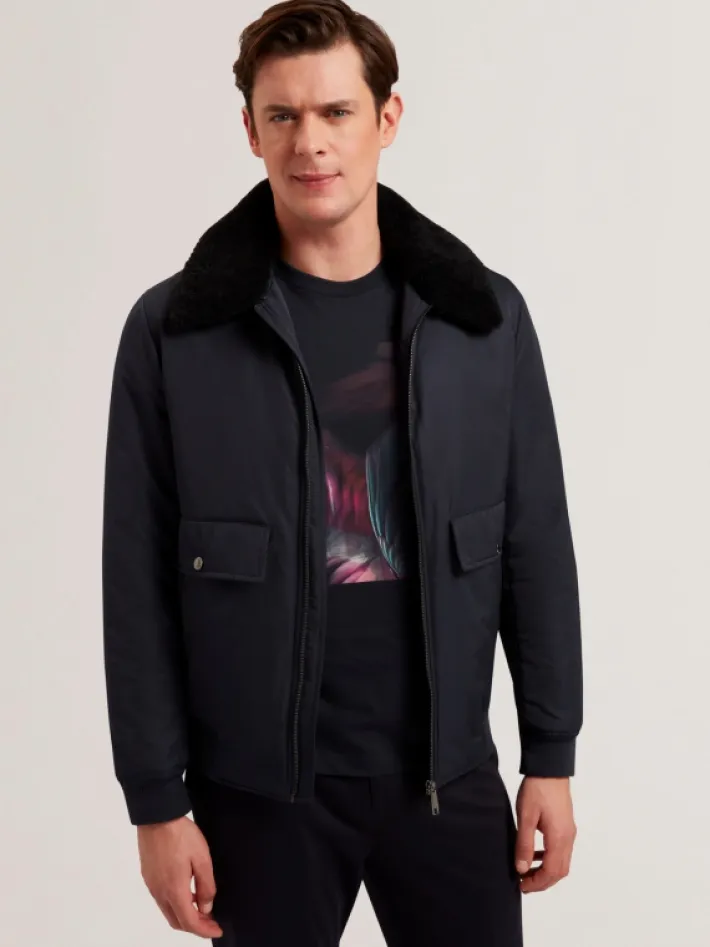 avitore_bomber_removable__1.webp Avitore Bomber Removable Shearling Collar<Ted Baker Store