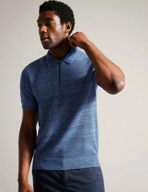 Blossam Space Dye Zip Neck Polo Shirt<Ted Baker Best Sale
