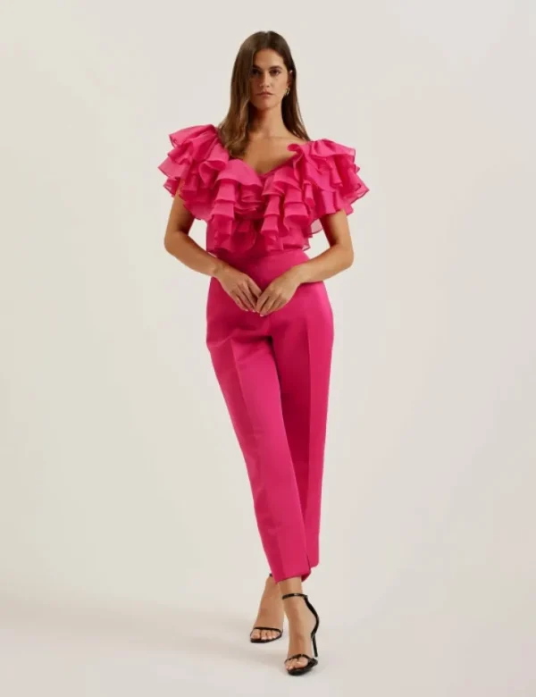 Calonda Oversized Frill Trim V-Neck Top<Ted Baker Clearance