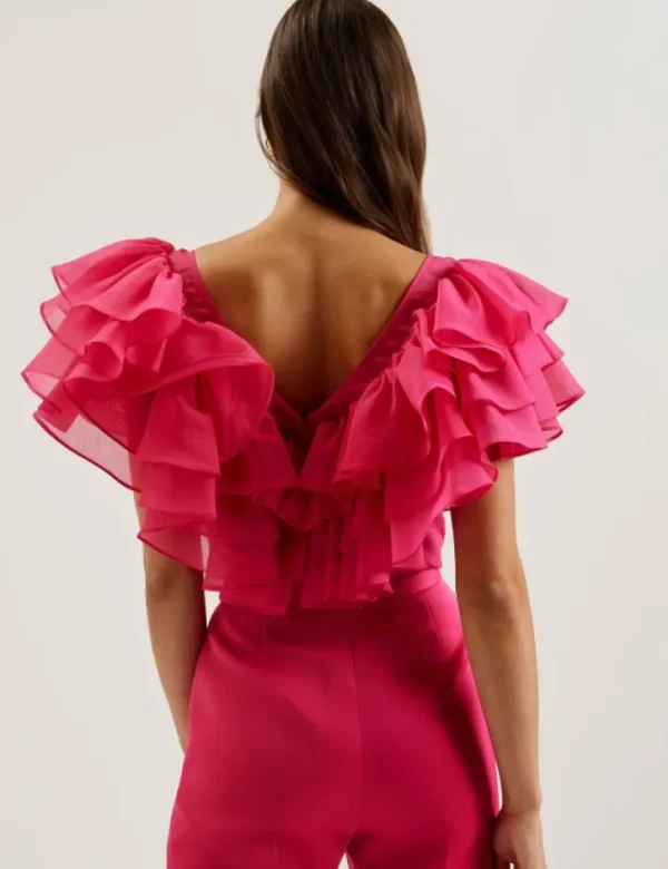 Calonda Oversized Frill Trim V-Neck Top<Ted Baker Clearance