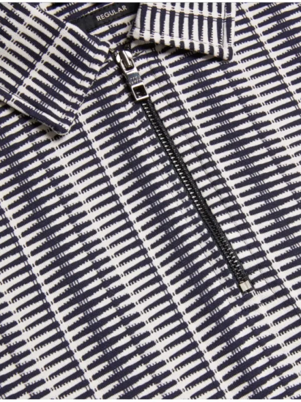 Capuzzo Long Sleeve Geo Stripe Zip Polo Shirt<Ted Baker Online