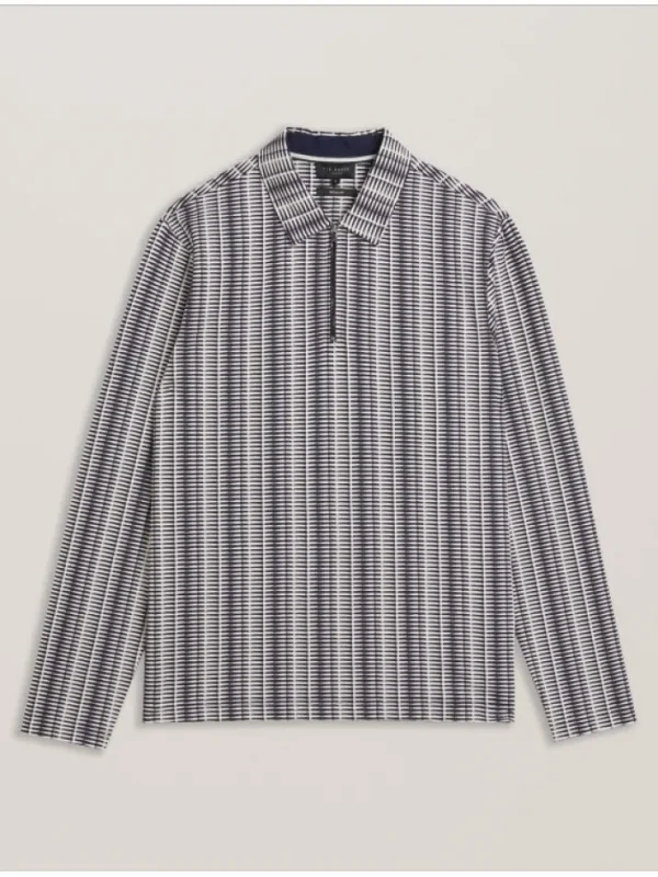 Capuzzo Long Sleeve Geo Stripe Zip Polo Shirt<Ted Baker Online