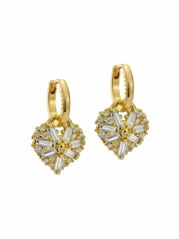 Cherise Crystal Cluster Heart Huggie Drop Earrings<Ted Baker Cheap
