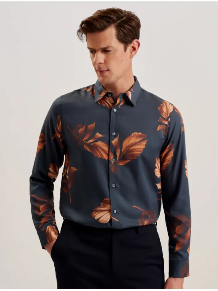 coltons_leaf_print_long_s_0.webp Coltons Leaf Print Long Sleeve Lyocell Shirt<Ted Baker Best Sale
