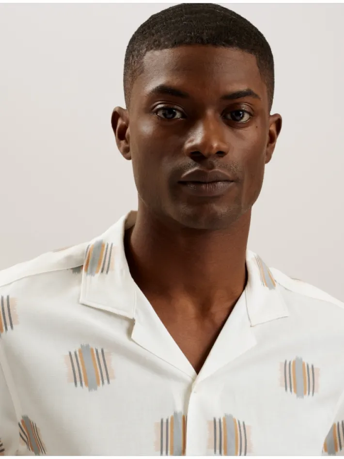 dimitre_printed_cotton_li_1.webp Dimitre Printed Cotton Linen Short Sleeve Shirt<Ted Baker Shop