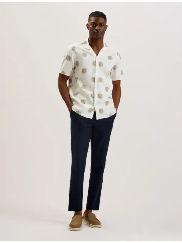 Dimitre Printed Cotton Linen Short Sleeve Shirt<Ted Baker Shop