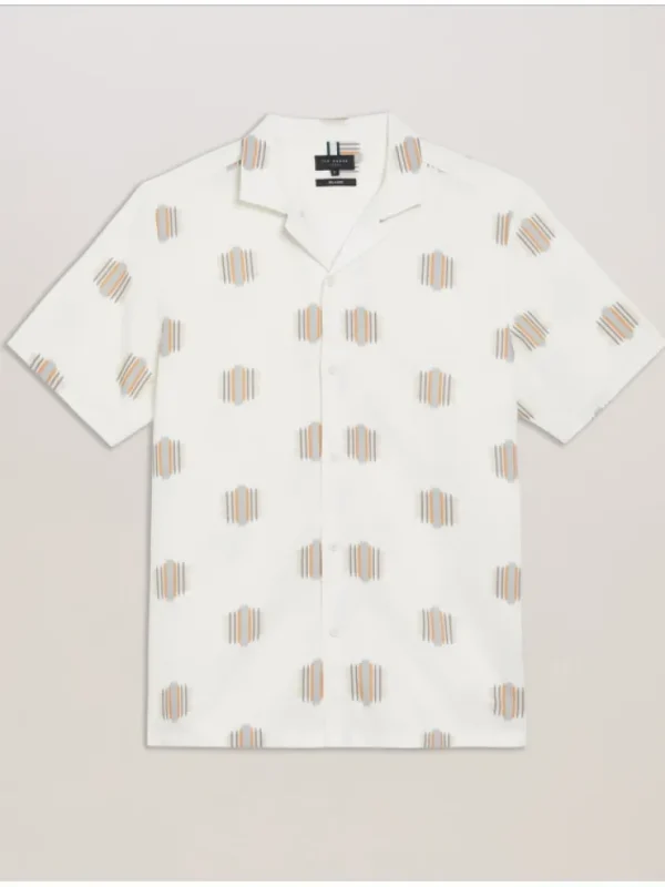 Dimitre Printed Cotton Linen Short Sleeve Shirt<Ted Baker Shop