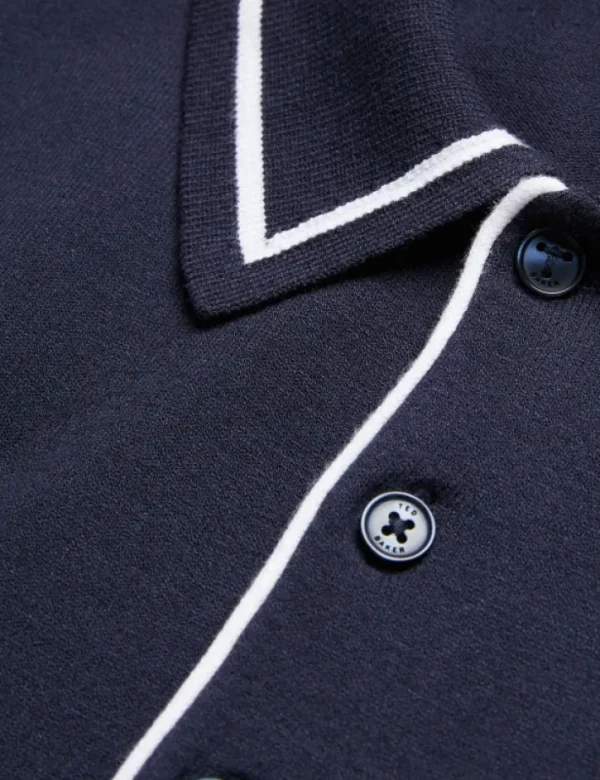Dunow Pointelle Detail Striped Trim Polo Shirt<Ted Baker Flash Sale