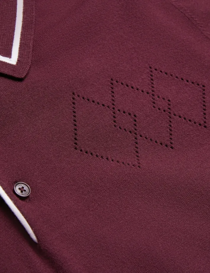 dunow_pointelle_detail_st_2.webp Dunow Pointelle Detail Striped Trim Polo Shirt<Ted Baker Best Sale