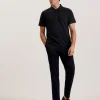 Elgrave Ribbed Cotton Zip Neck Polo Shirt<Ted Baker Flash Sale