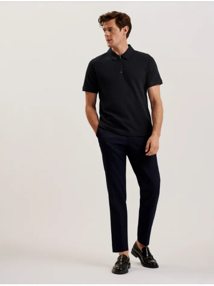 elgrave_ribbed_cotton_zip_0.webp Elgrave Ribbed Cotton Zip Neck Polo Shirt<Ted Baker Flash Sale