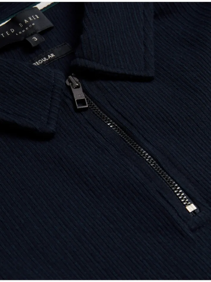 elgrave_ribbed_cotton_zip_2.webp Elgrave Ribbed Cotton Zip Neck Polo Shirt<Ted Baker Flash Sale