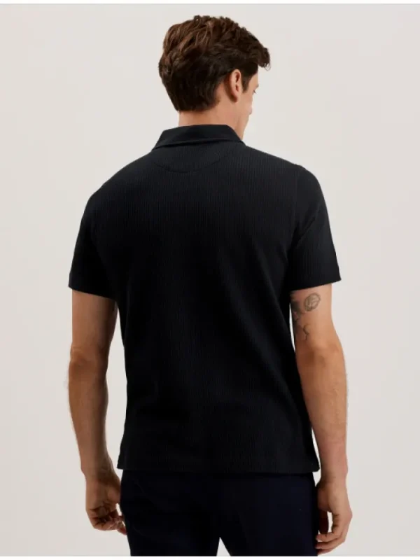 Elgrave Ribbed Cotton Zip Neck Polo Shirt<Ted Baker Flash Sale
