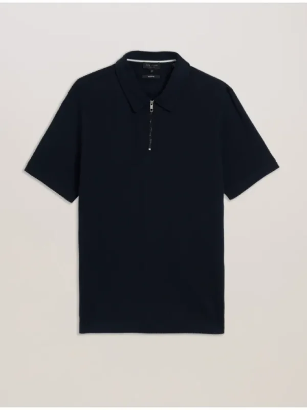 Elgrave Ribbed Cotton Zip Neck Polo Shirt<Ted Baker Flash Sale