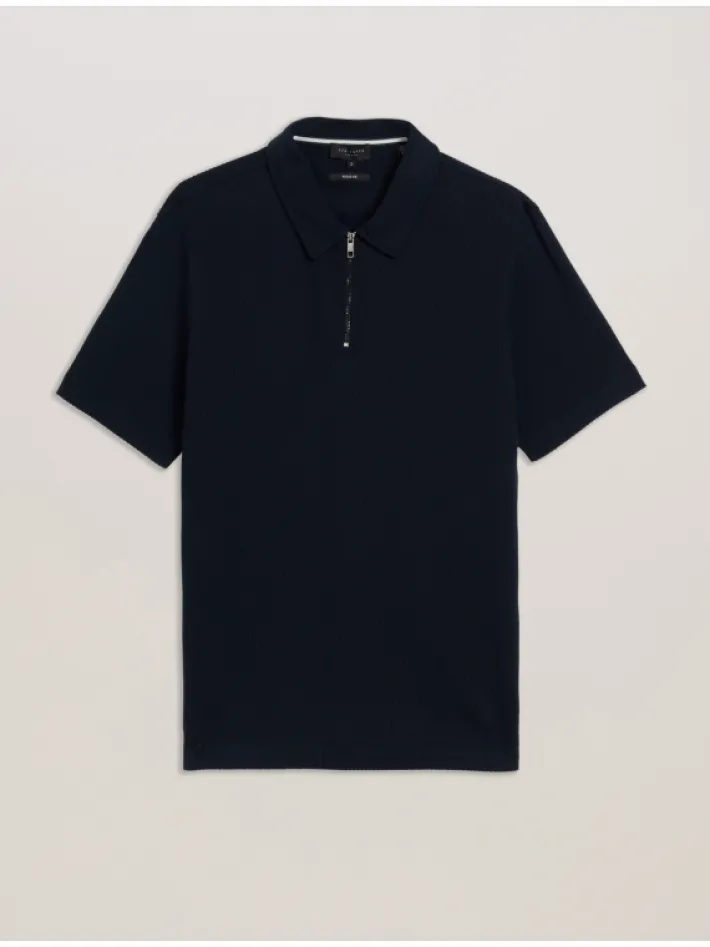 elgrave_ribbed_cotton_zip_6.webp Elgrave Ribbed Cotton Zip Neck Polo Shirt<Ted Baker Flash Sale