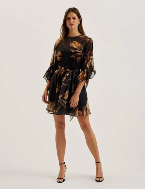 Elster Printed Chiffon Mini Dress With Tie Waist<Ted Baker New