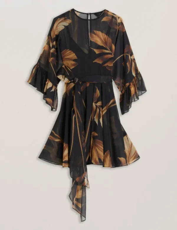 Elster Printed Chiffon Mini Dress With Tie Waist<Ted Baker New