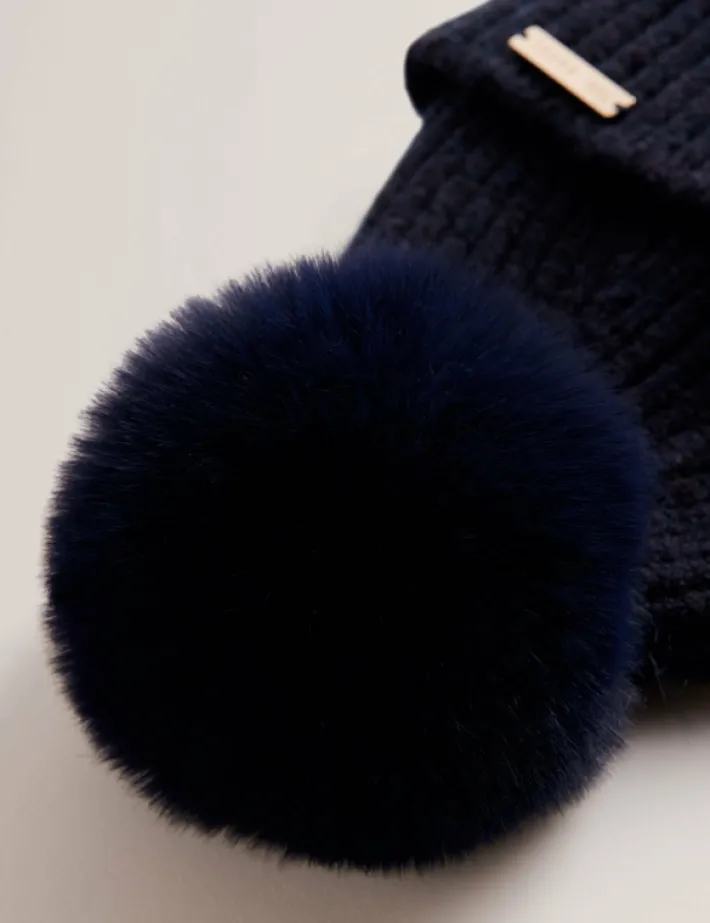 emilyya_ribbed_knit_fluff_2-2.webp Emilyya Ribbed Knit Fluffy Bobble Hat<Ted Baker Online