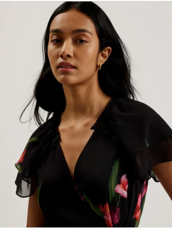 Fasnia Floral Angel Sleeve Wrap Mini Dress<Ted Baker Fashion