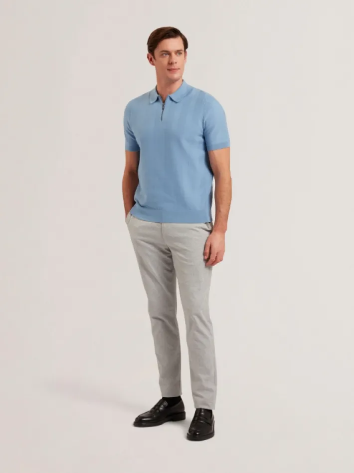 fourd_short_sleeve_herrin_0-1.webp Fourd Short Sleeve Herringbone Zip Polo<Ted Baker Best Sale