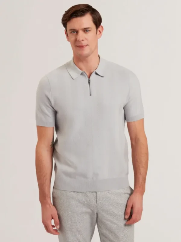 Fourd Short Sleeve Herringbone Zip Polo<Ted Baker Sale