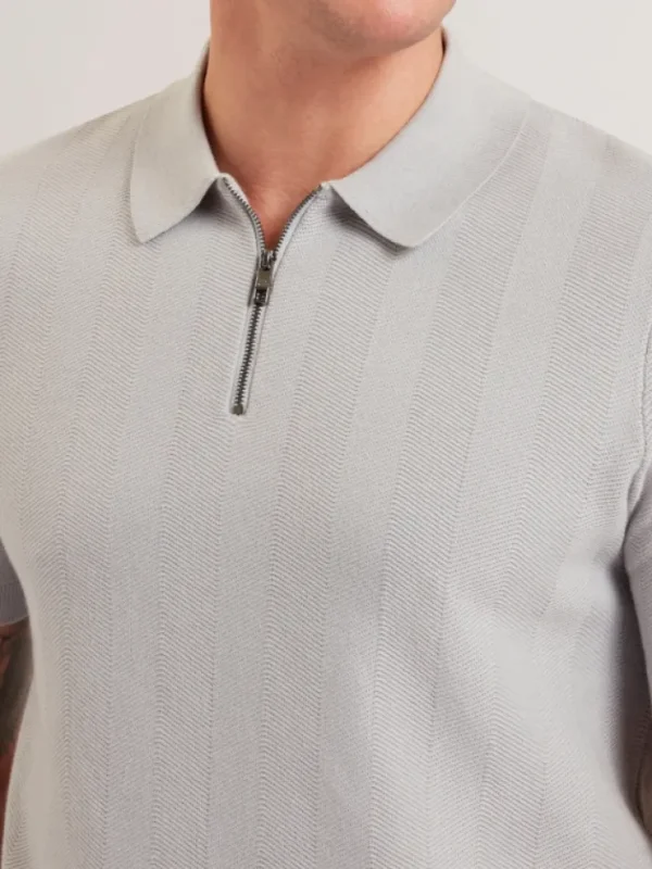 Fourd Short Sleeve Herringbone Zip Polo<Ted Baker Sale