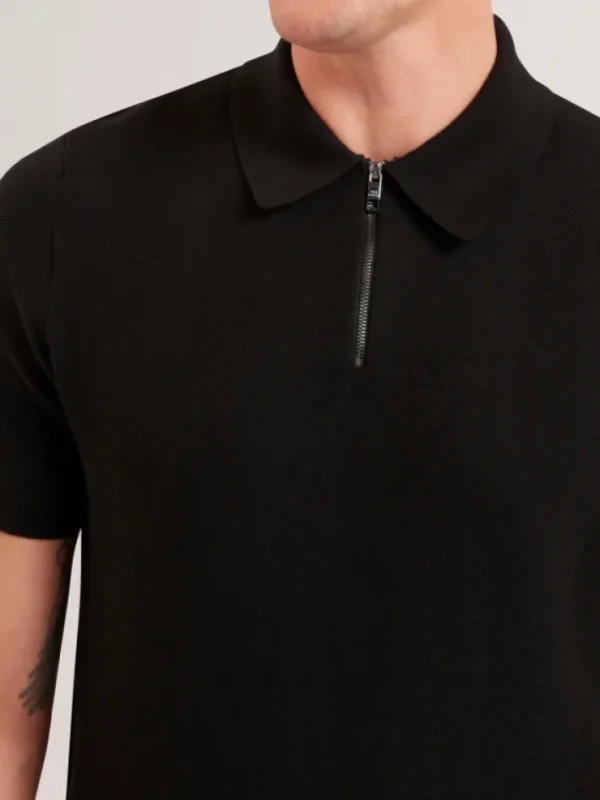 Fourd Short Sleeve Herringbone Zip Polo<Ted Baker Best