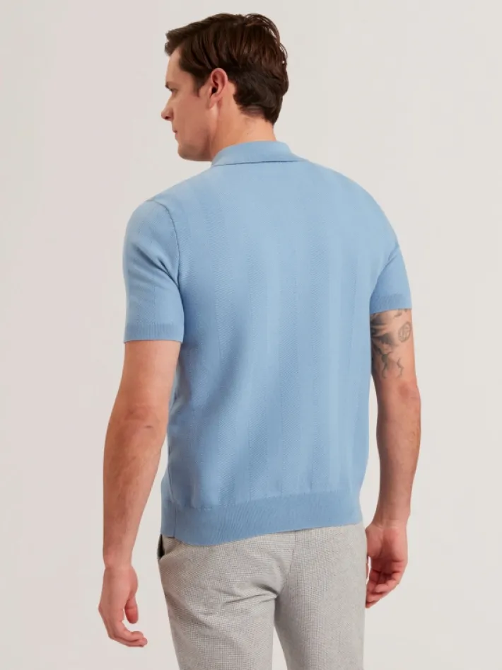 fourd_short_sleeve_herrin_3-1.webp Fourd Short Sleeve Herringbone Zip Polo<Ted Baker Best Sale