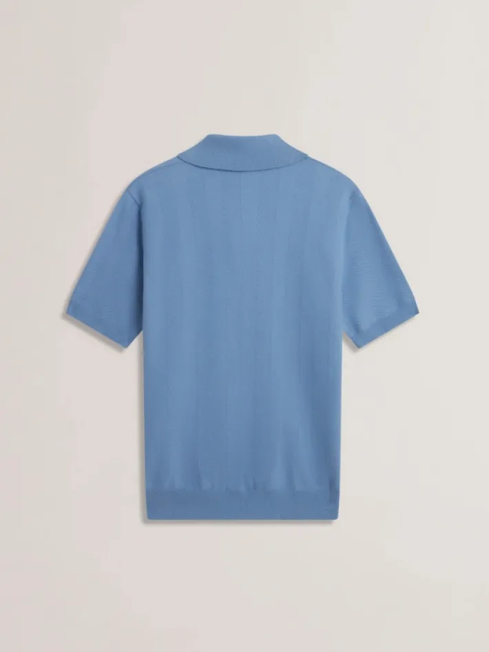 fourd_short_sleeve_herrin_5-1.webp Fourd Short Sleeve Herringbone Zip Polo<Ted Baker Best Sale