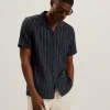 Francoi Striped Cotton Linen Short Sleeve Shirt<Ted Baker Discount