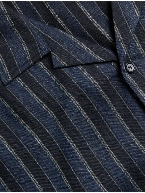 Francoi Striped Cotton Linen Short Sleeve Shirt<Ted Baker Discount