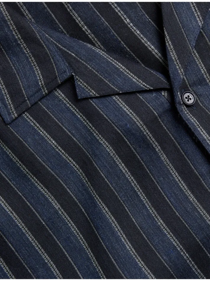 francoi_striped_cotton_li_2.webp Francoi Striped Cotton Linen Short Sleeve Shirt<Ted Baker Discount