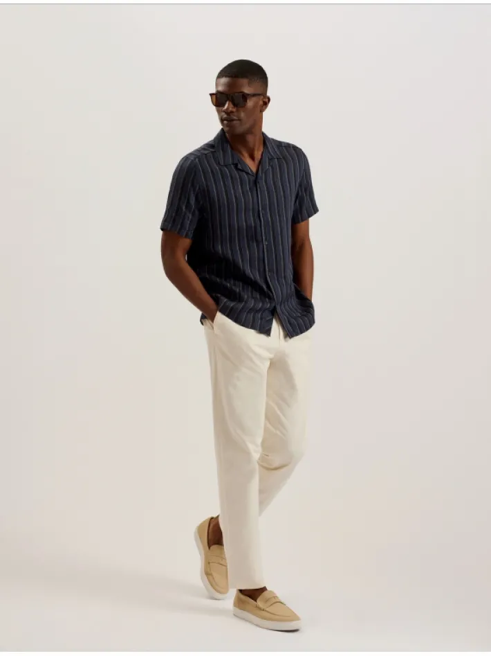 francoi_striped_cotton_li_3.webp Francoi Striped Cotton Linen Short Sleeve Shirt<Ted Baker Discount
