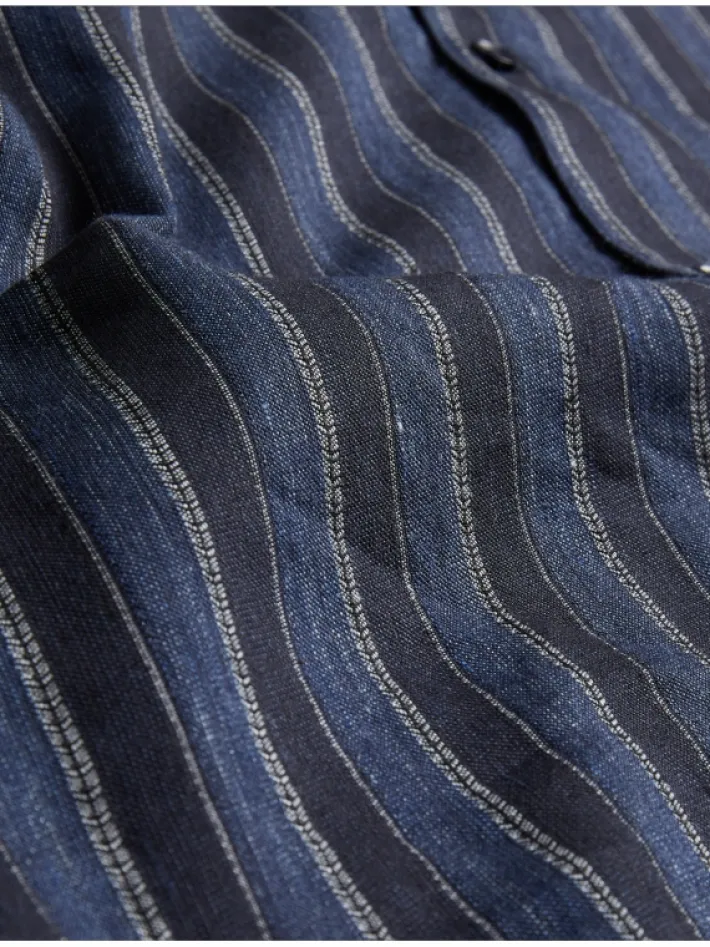 francoi_striped_cotton_li_5.webp Francoi Striped Cotton Linen Short Sleeve Shirt<Ted Baker Discount