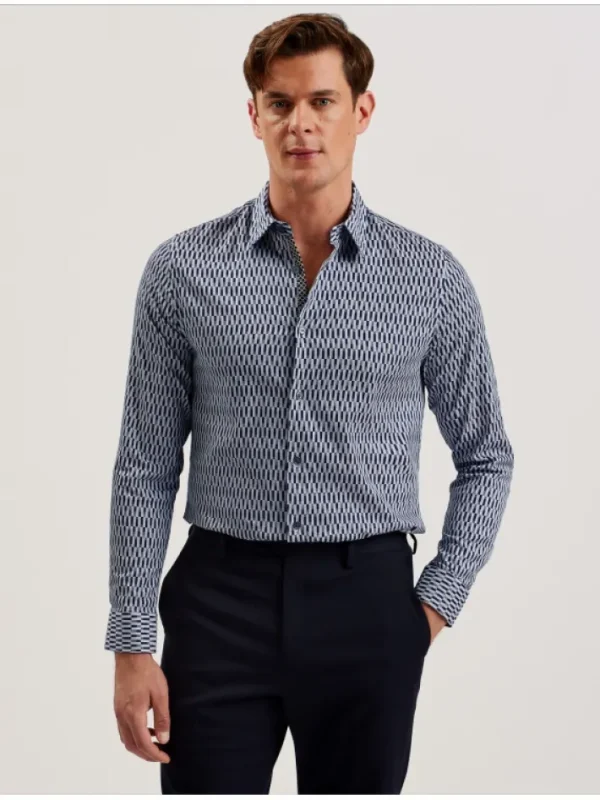 Frestin Geometric Pattern Slim Long Sleeve Shirt<Ted Baker Online
