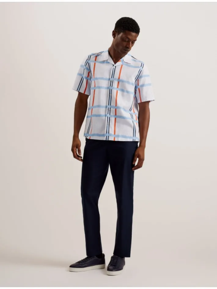 gardon_check_print_relaxe_0.webp Gardon Check Print Relaxed Short Sleeve Shirt<Ted Baker Shop