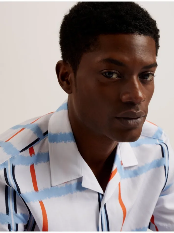 gardon_check_print_relaxe_1.webp Gardon Check Print Relaxed Short Sleeve Shirt<Ted Baker Shop