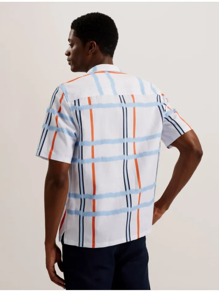 gardon_check_print_relaxe_4.webp Gardon Check Print Relaxed Short Sleeve Shirt<Ted Baker Shop