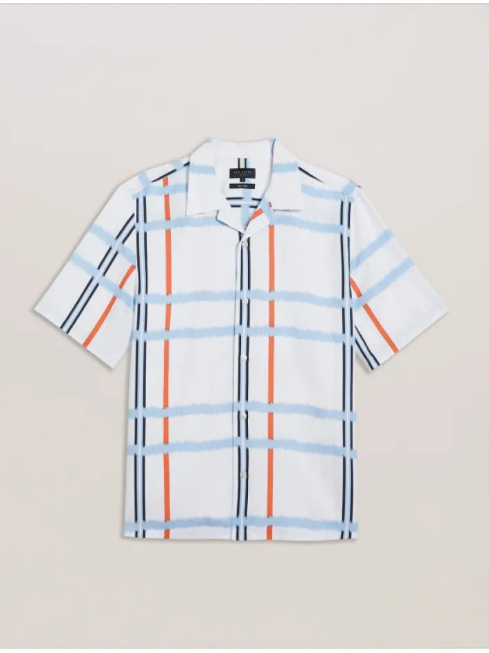 gardon_check_print_relaxe_6.webp Gardon Check Print Relaxed Short Sleeve Shirt<Ted Baker Shop