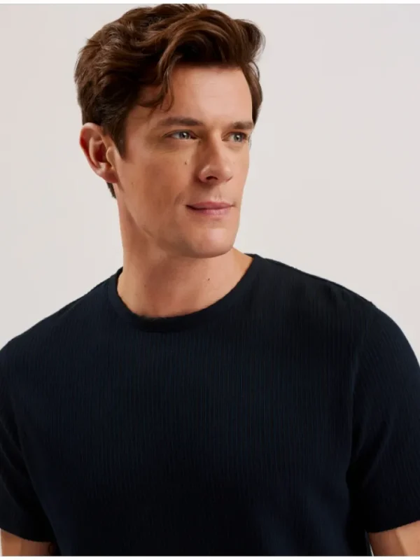 Heynes Ribbed Cotton Crew Neck T-Shirt<Ted Baker Sale