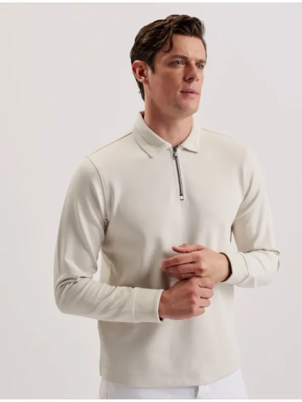 Ingmar Long Sleeve Cotton Blend Zip Polo Shirt<Ted Baker Hot