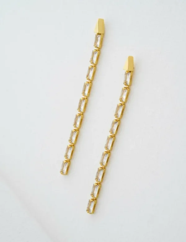 Isalie Baguette Crystal Long Drop Earrings<Ted Baker Clearance