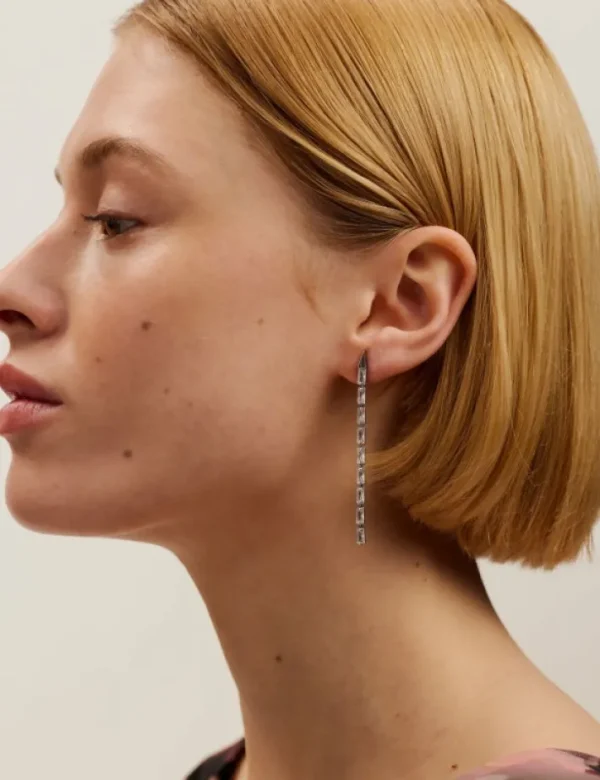 Isalie Baguette Crystal Long Drop Earrings<Ted Baker Cheap