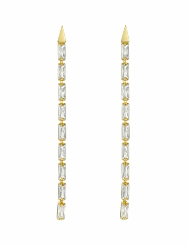 Isalie Baguette Crystal Long Drop Earrings<Ted Baker Clearance