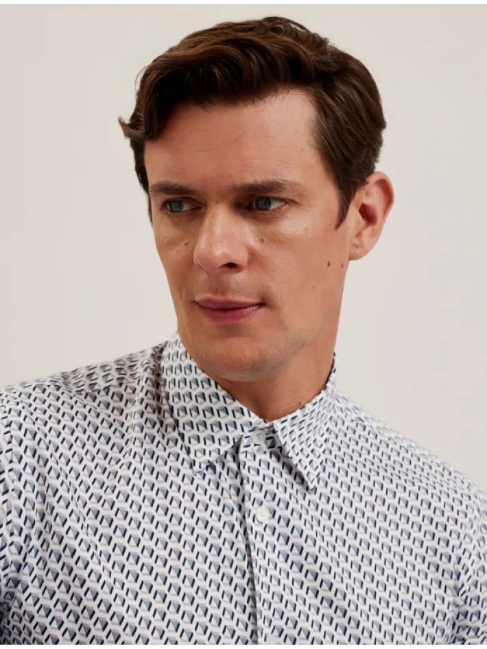 joshhy_slim_fit_geometric_1.webp Joshhy Slim Fit Geometric Long Sleeve Shirt<Ted Baker Discount
