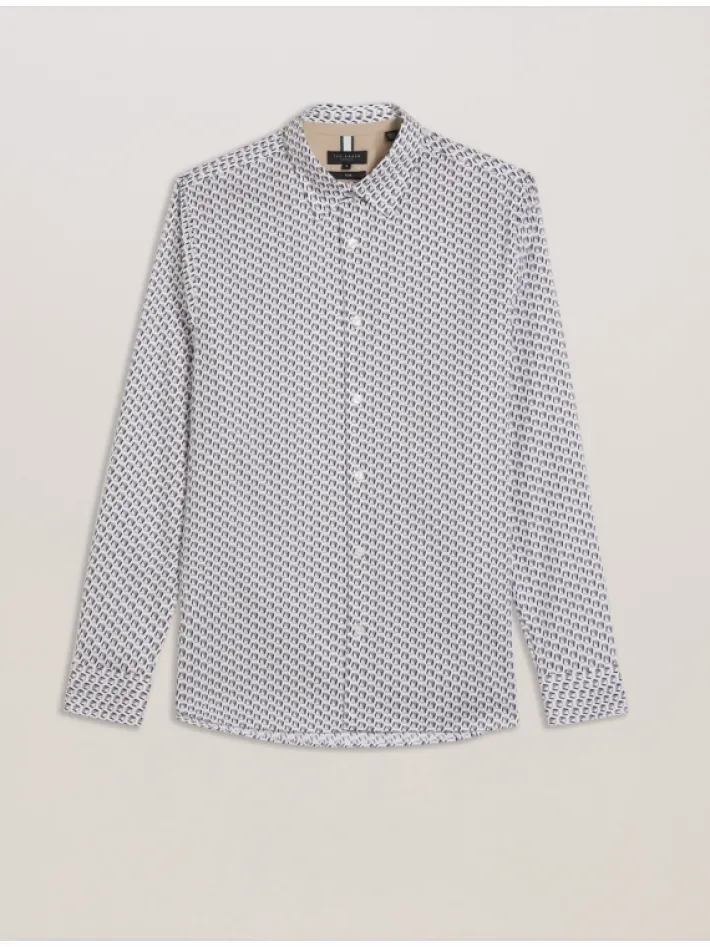 joshhy_slim_fit_geometric_6.webp Joshhy Slim Fit Geometric Long Sleeve Shirt<Ted Baker Discount