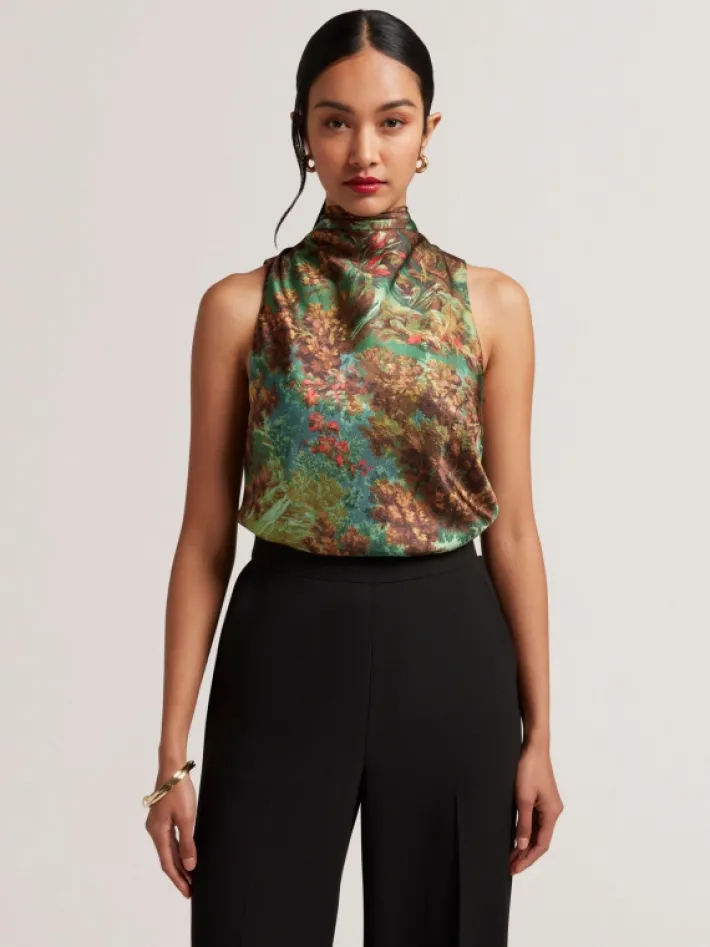 kalnaa_printed_satin_high_1.webp Kalnaa Printed Satin High Neck Sleeveless Top<Ted Baker Shop